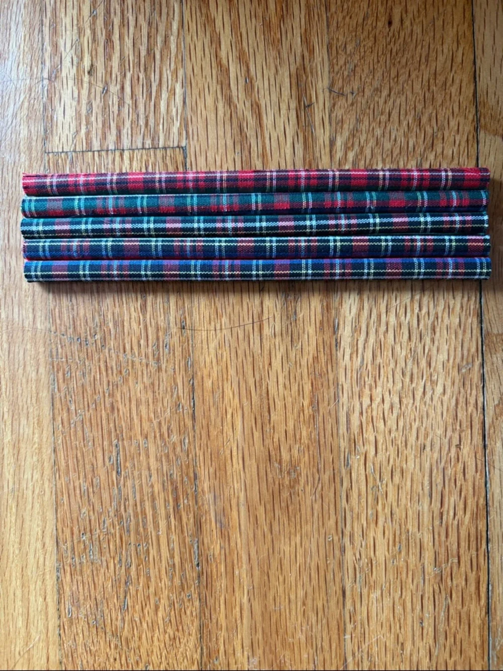 Vintage Red Plaid 'An Apple a Day' Embroidered Pencil Case